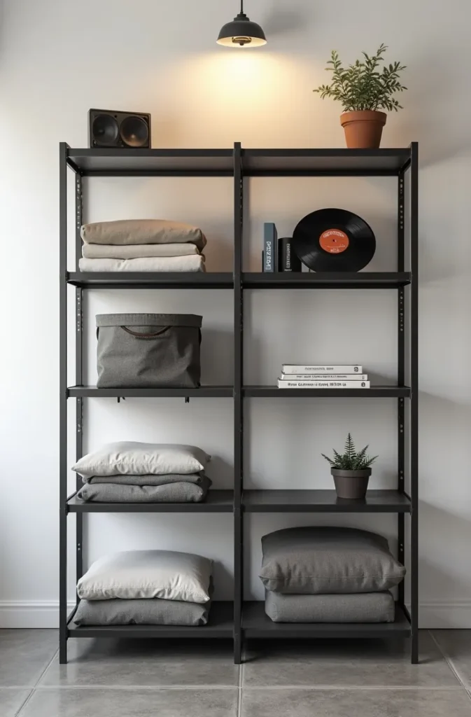 The Exposed Shelving Wall That Replaces a Bulky Dresser