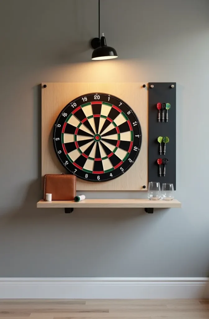 The Floating Shelf and Dart Holder Setup That Organizes the Throwing Zone