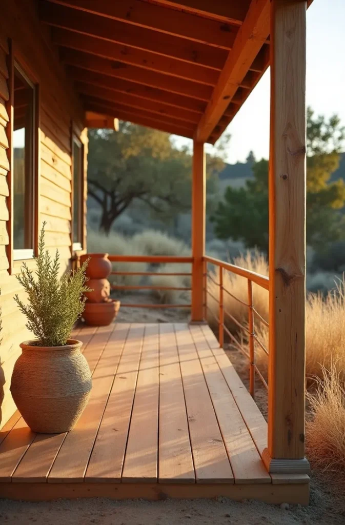 The Horizontal Wood Railing That Makes a Ranch-Style Home Look Custom-Built