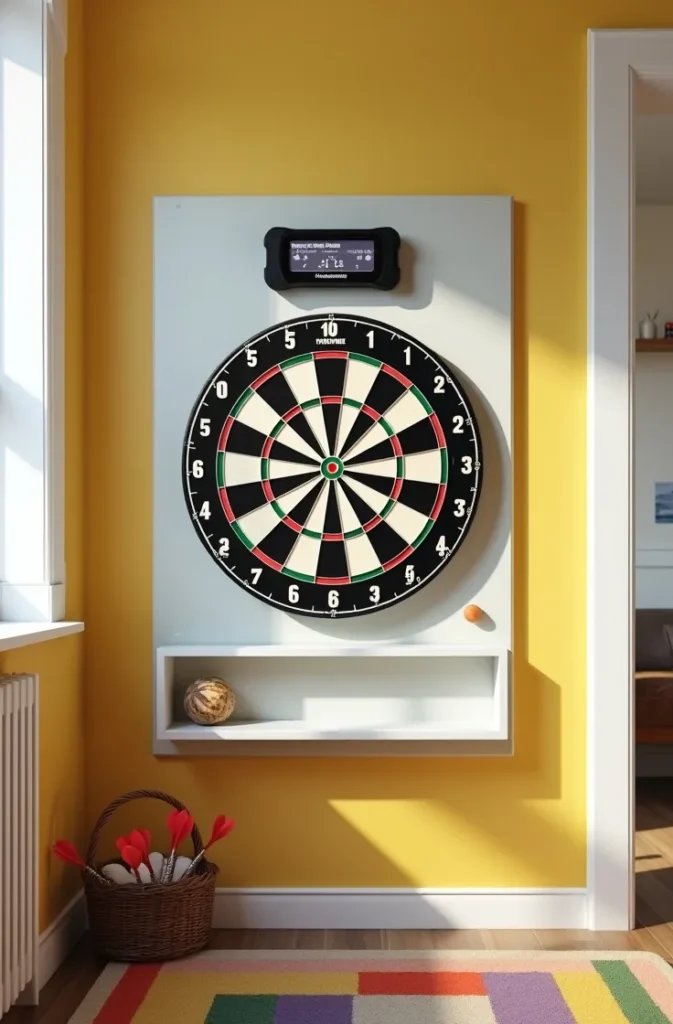 The Kids and Family Room Setup With a Soft-Tip Board and Foam Surround Panel