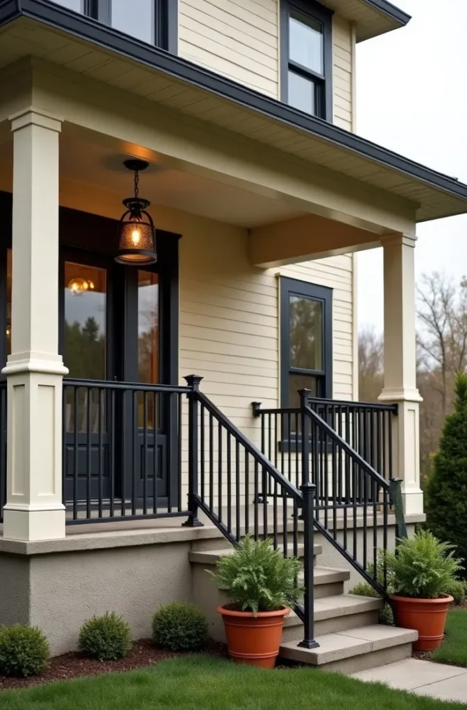 The Mixed-Material Railing That Solves the Problem of a House With No Clear Style