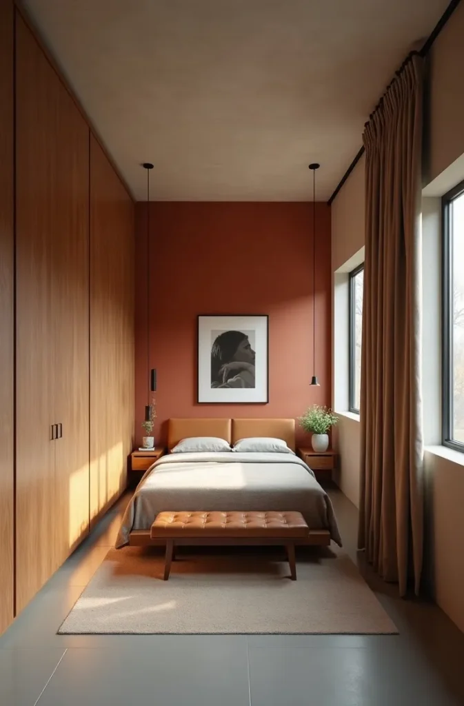 The Narrow Bedroom Runway Layout That Uses Length as a Design Feature