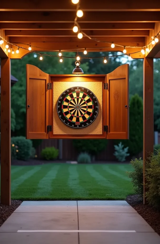 The Outdoor Covered Patio Dart Setup for Year-Round Backyard Play