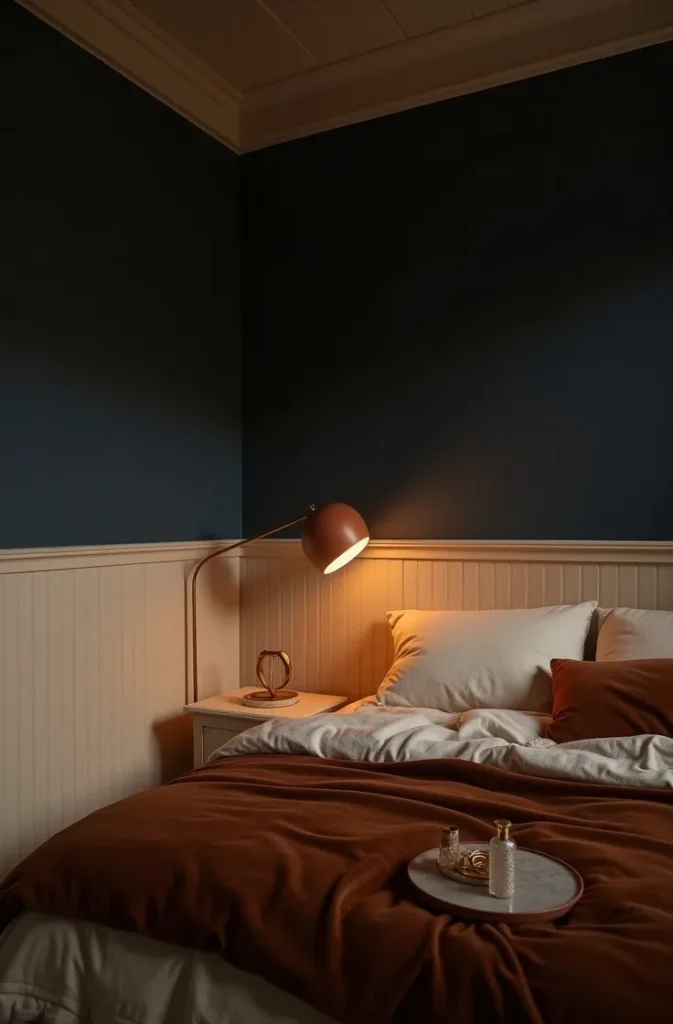 The Painted Plank Ceiling in a Deep Color That Makes a Small Room Feel Intentionally Intimate