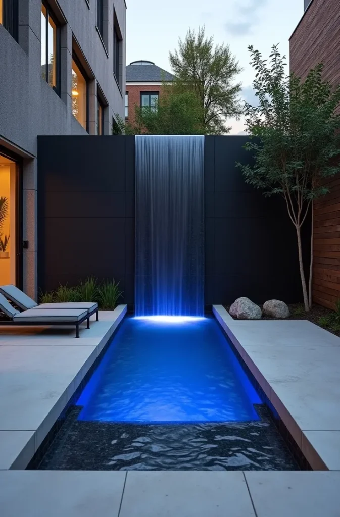 The Plunge Pool With an Integrated Water Feature Wall for a High-End Look in a Tiny Footprint