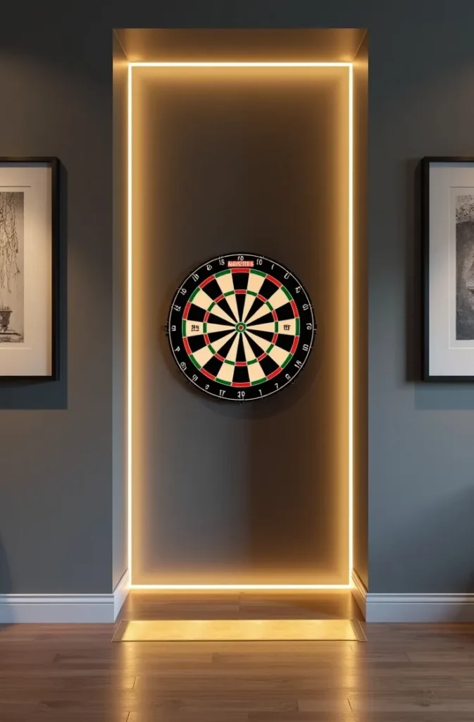 The Recessed Alcove Dart Setup That Keeps Darts Out of the Main Room Sightline