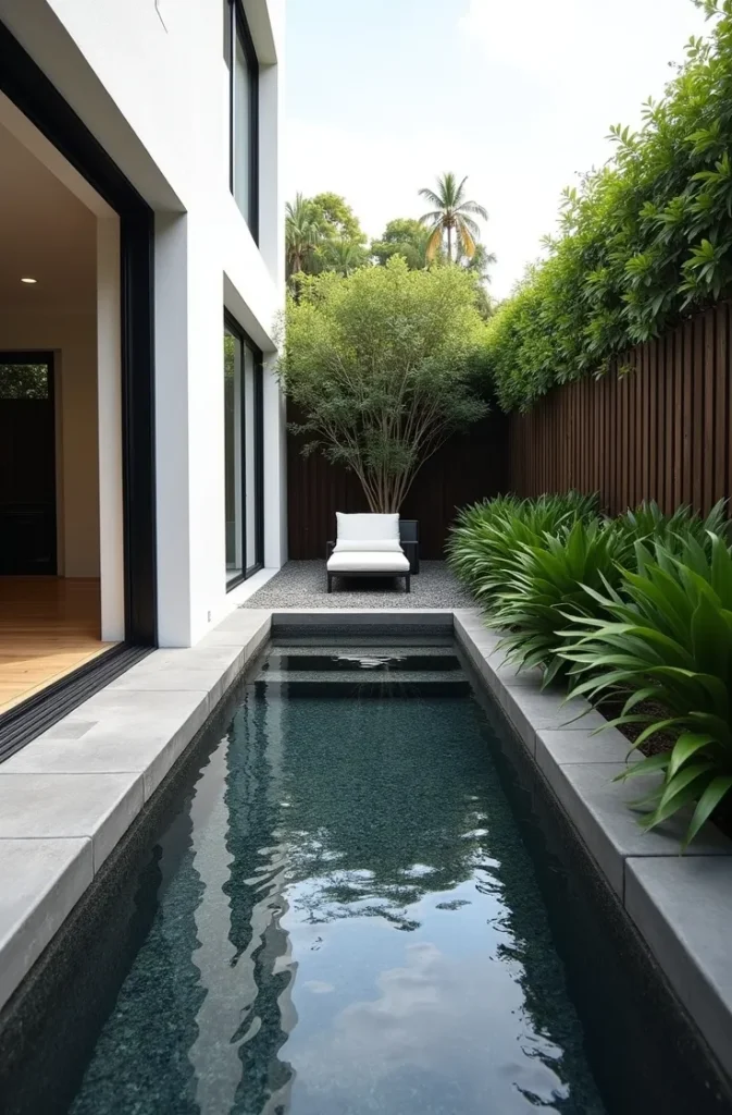 The Rectangular Plunge Pool That Fits a 10-Foot Wide Side Yard