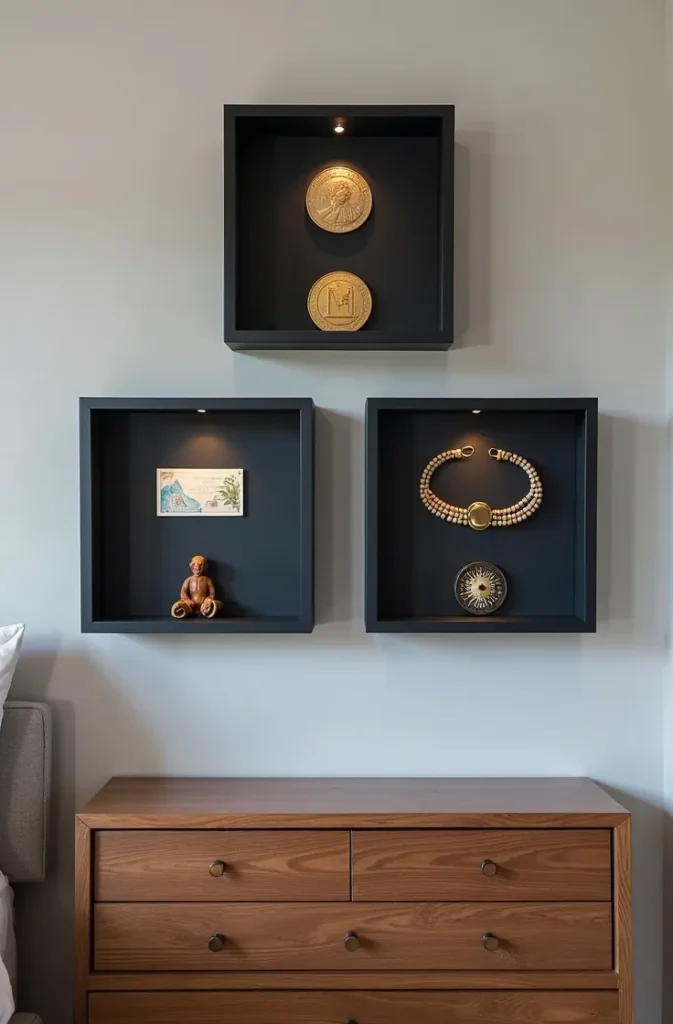 The Souvenir Shadow Box Wall That Displays Small Objects as a Curated Exhibition
