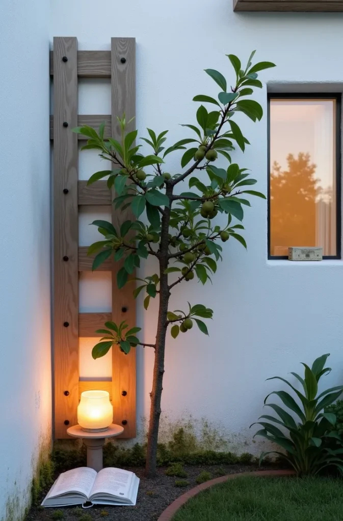 The Wall-Mounted Fan Trellis That Gives a Single Climbing Plant the Space to Become Architecture