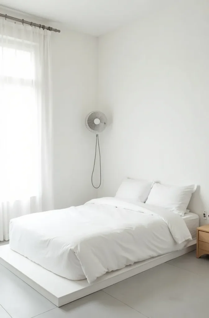 The Wall-Mounted Fan as Sculptural Fixture That Eliminates the Floor-Standing Eyesore