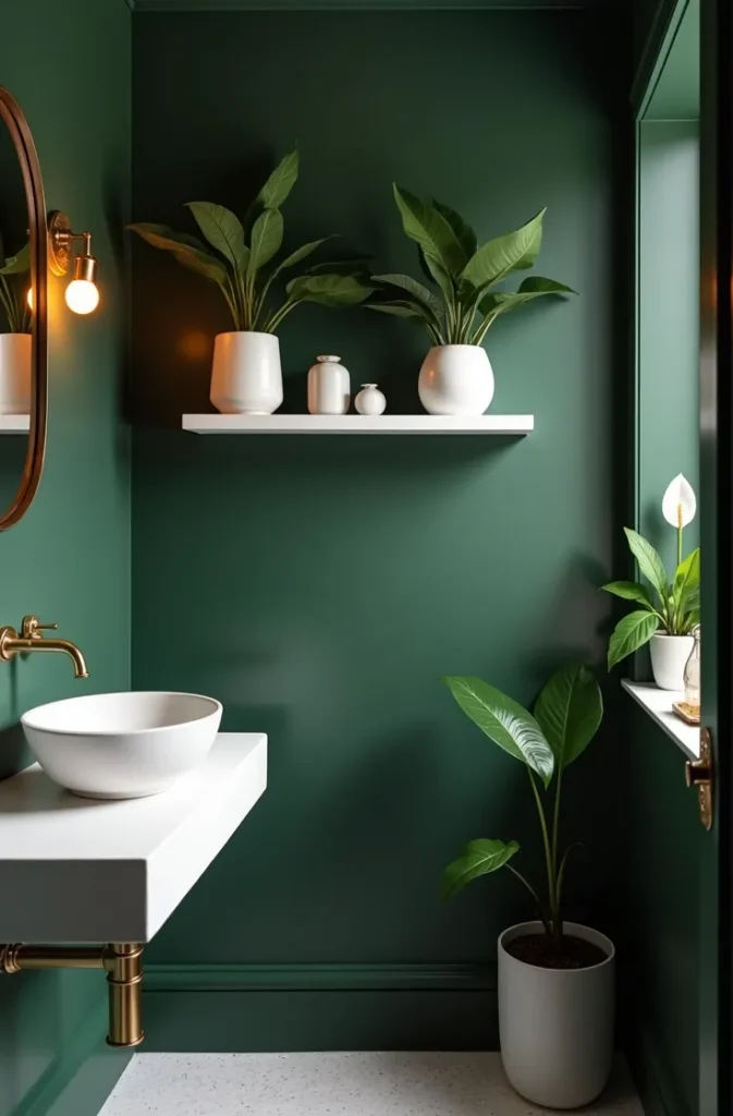 Transform the Under-Stair Powder Room Into a Plant-Filled Green Interior