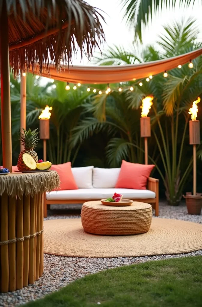 Tropical Luau Backyard Party Layout That Uses Space Efficiently