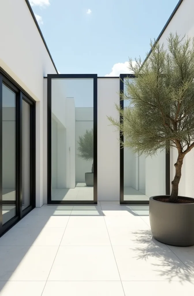 Use Black-Framed Glass Panels as a Wind Break Without Blocking Light
