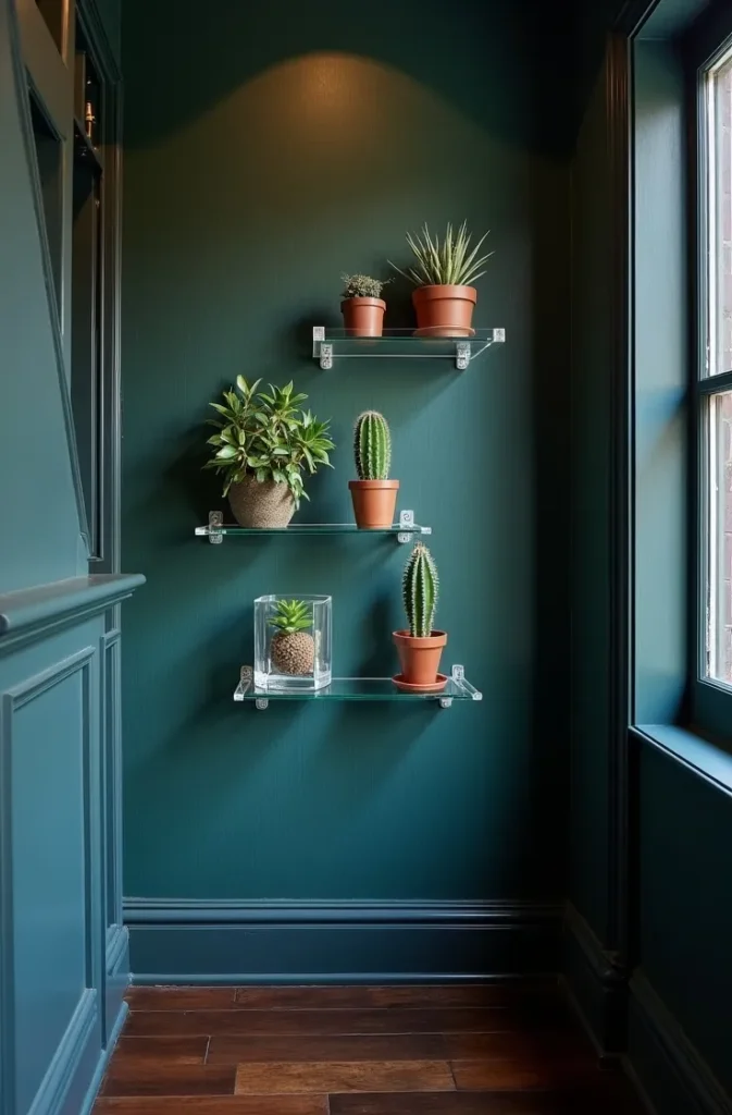 Use Clear Acrylic Floating Shelves to Display Plants Without Visual Weight