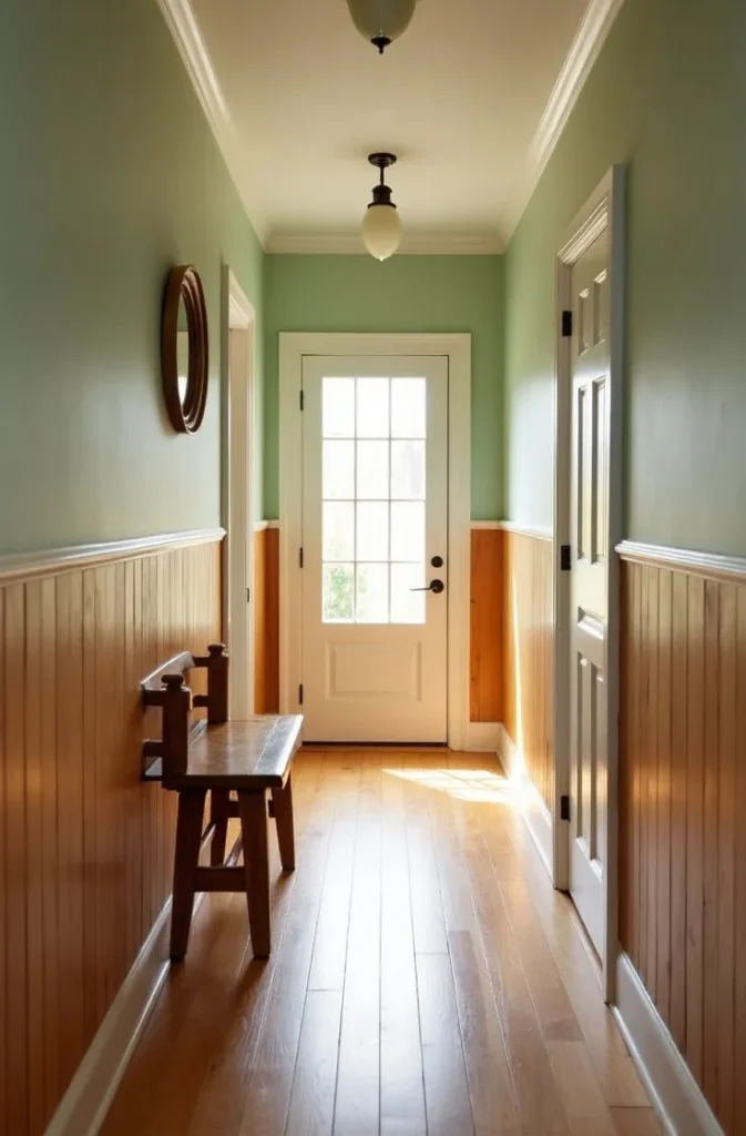 Use Knotty Pine Wainscoting at Chair Rail Height to Add Texture Without Overwhelming