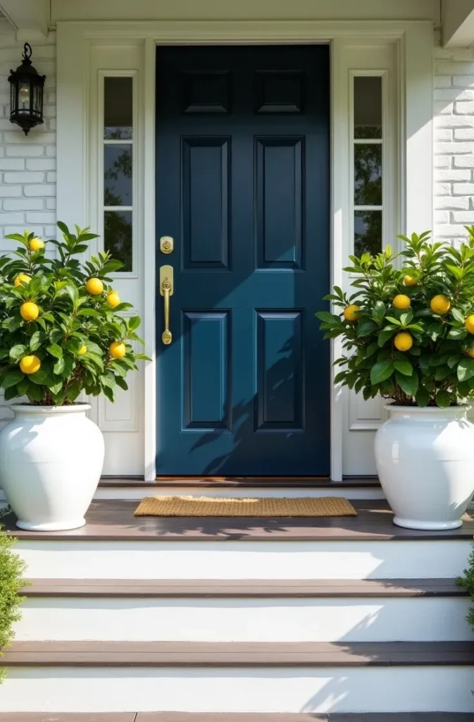 Use Potted Citrus Trees to Frame a Porch Entry and Add Fragrance Through Summer
