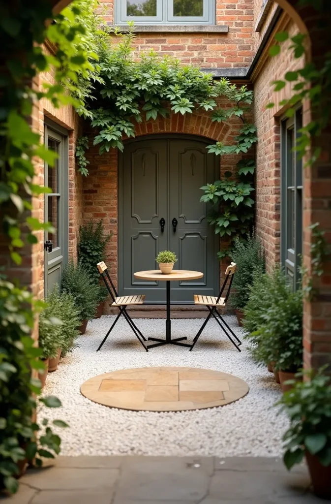 Use a Central Paved Circle to Open Up a Narrow Courtyard