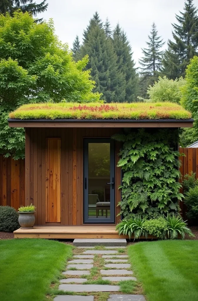 Vertical Garden Shed With Green Roof and Living Wall