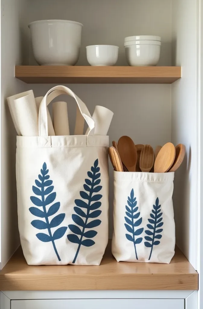 Wax-Resist Painted Canvas Tote Bags That Double as Summer Home Storage