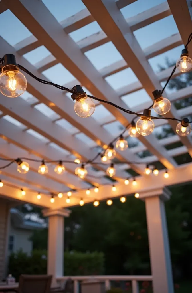 White Square Grid Lattice as a Patio Ceiling Screen