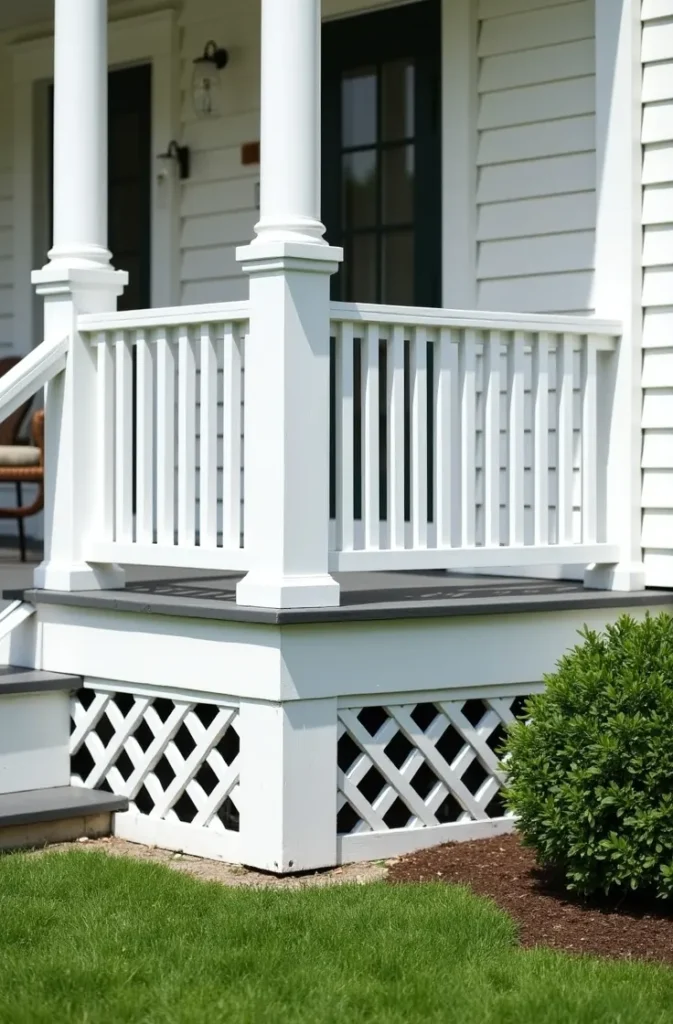 White Vinyl Lattice Screen for Low-Maintenance Porch Skirting