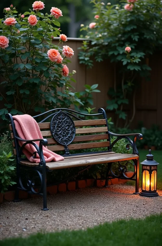 A Rose Garden Bench Placement That Turns a Yard Into a Retreat