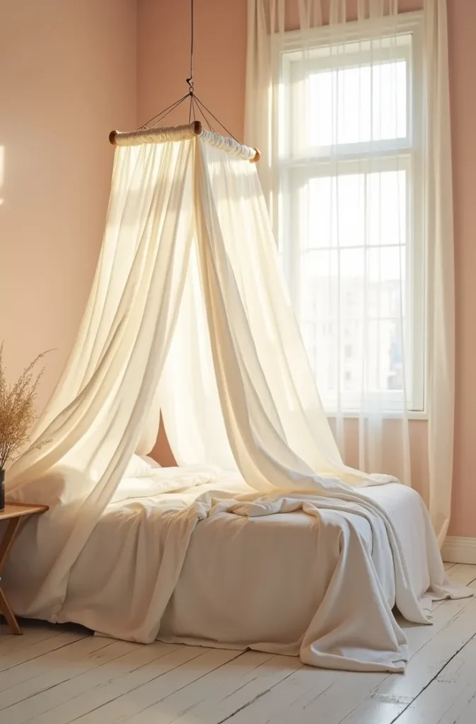 The Draped Fabric Canopy That Makes a Rental Bedroom Feel Custom-Built