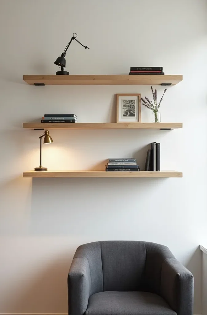The Floating Shelf Reading Wall That Replaces a Full Bookcase