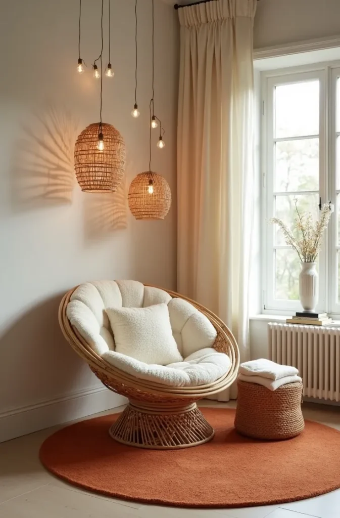 The Papasan-Style Corner That Feels Cocooned in a Shared Bedroom