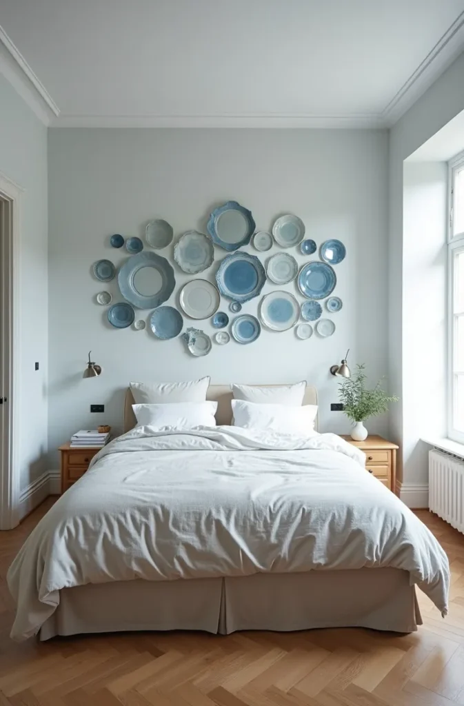 The Plate Wall Above the Bed That Feels More Collected Than Trendy