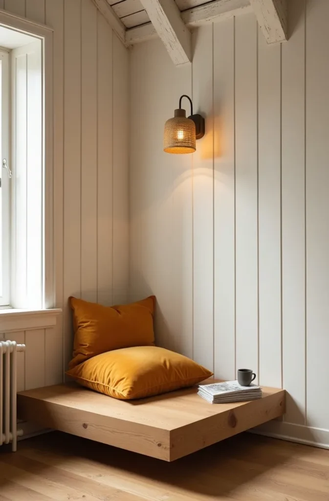 The Wall-Mounted Platform That Creates a Reading Perch Without Losing Floor Space