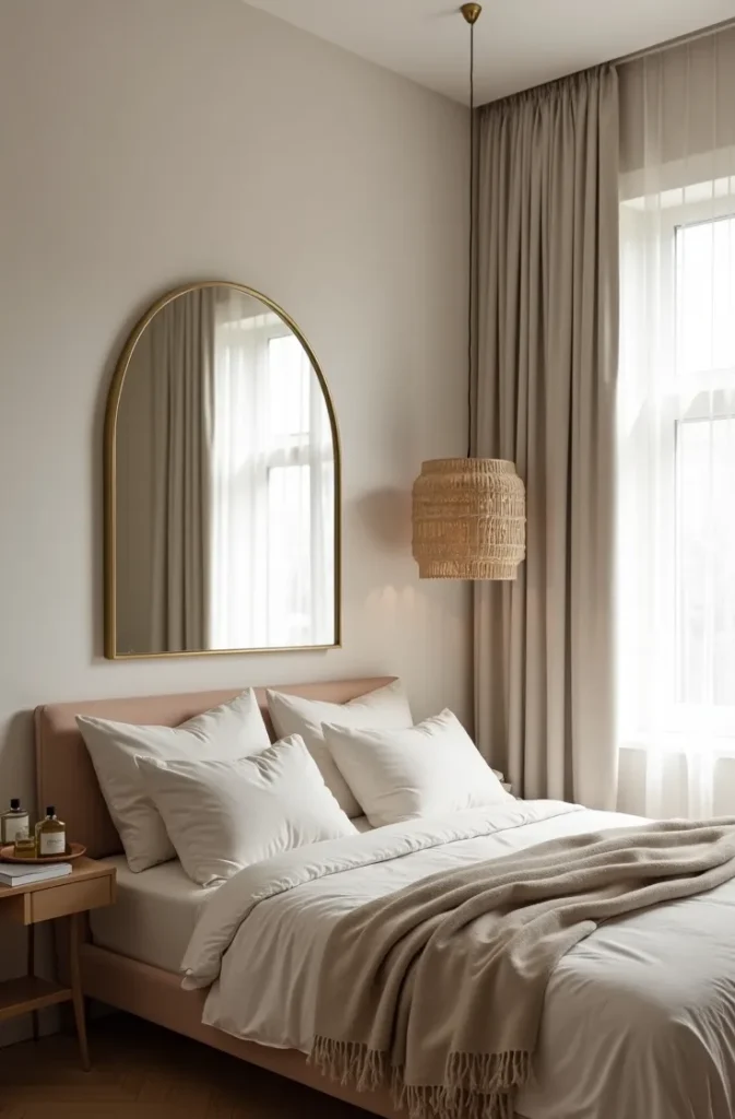 Why a Curved Arch Mirror Above the Bed Works Better Than Art in a North-Facing Room